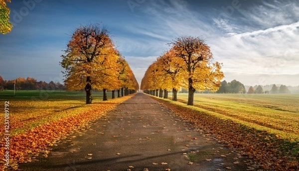 Obraz avenue of linden trees in autumn