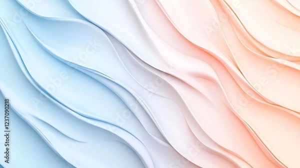 Fototapeta Abstract Wavy Pastel Blue and Peach Design