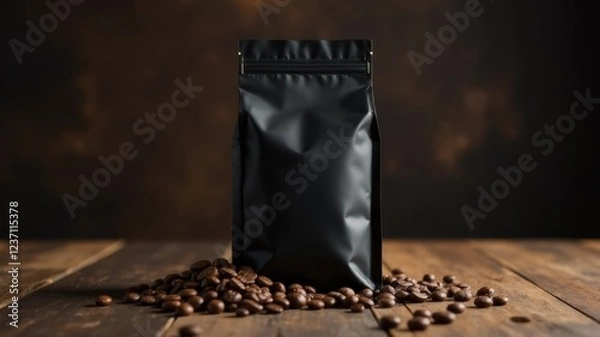 Obraz black coffee beans bag mockup for text