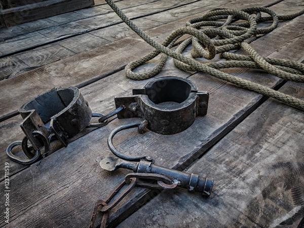 Fototapeta Shackles, medieval tool for deprivation of liberty