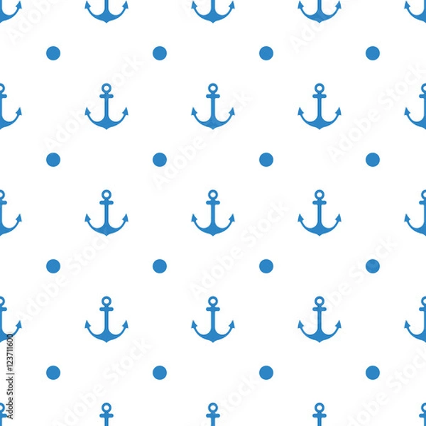 Obraz Anchor Seamless Pattern flat design Vector Illustration.