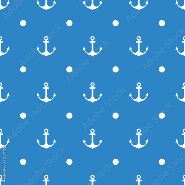 Obraz Anchor Seamless Pattern flat design Vector Illustration.