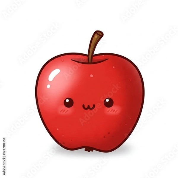 Fototapeta A Delectable Red Apple, a Symbol of Health and Vitality, Illustrated in a Warm and Affectionate Style, Perfect for Health and Wellness Content