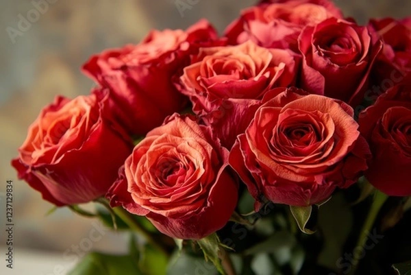 Fototapeta An isolated bouquet of vibrant red roses on a pure white background, perfect for high-resolution stock images