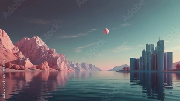 Obraz Surreal sunset over lake