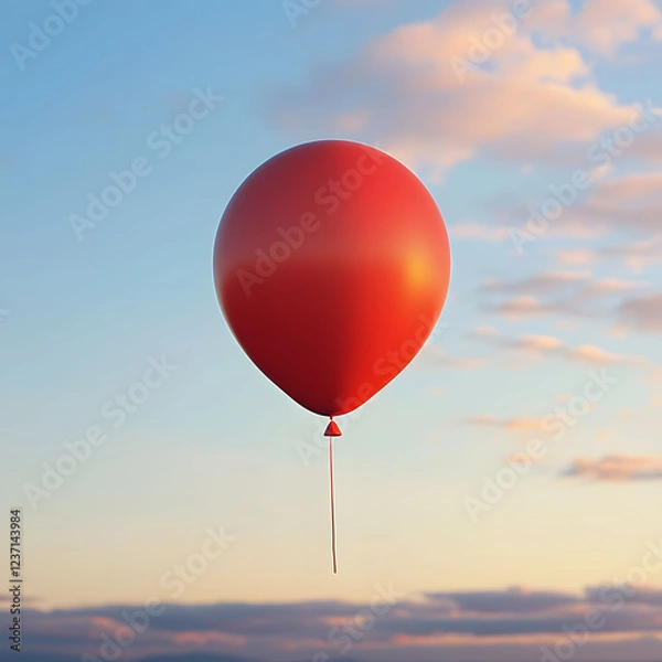 Fototapeta Red balloon isolated on transparent background sunset
