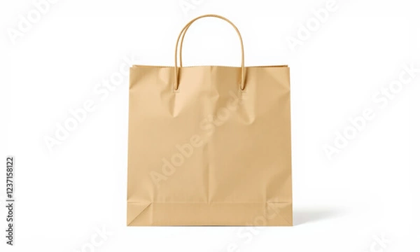 Fototapeta kraft paper shopping bag with handles, perfect for eco friendly shopping. This versatile bag is ideal for retail, gifts, or personal use, showcasing simple and natural design