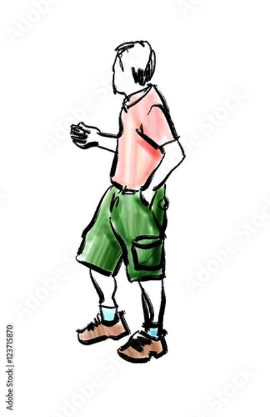 Fototapeta man walking marker sketch isolated