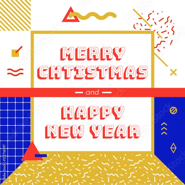 Fototapeta Christmas and New Year greeting card.