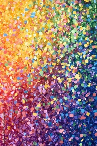 Fototapeta Vibrant confetti on a gray background.