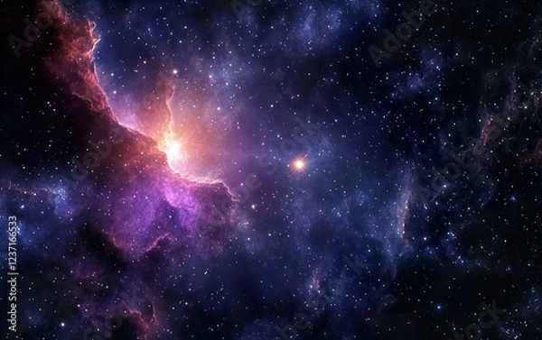 Fototapeta Celestial Dance: Binary Star Symphony in Deep Space