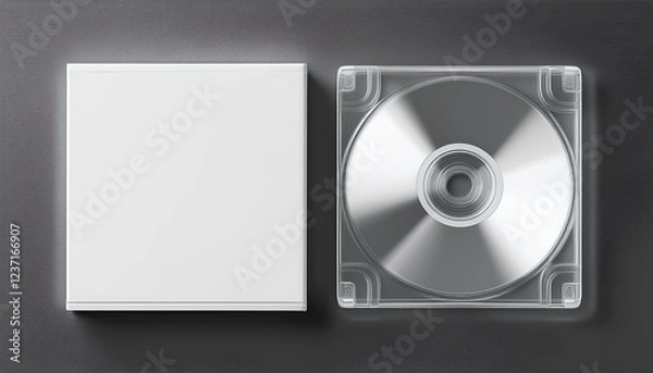 Obraz blank white transparent cd case mockup closed top view 3d rendering empty computer dvd disk mock up isolated clear plastic storage with diaphanous lid template