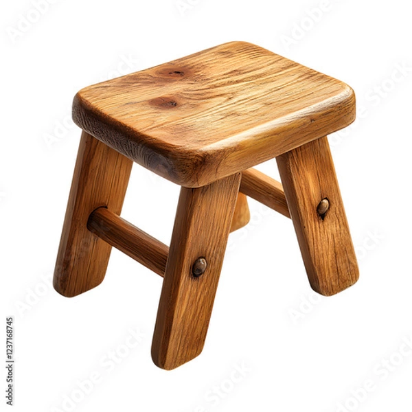 Obraz Wooden Step Stool for Bathroom Isolated on Transparent Background