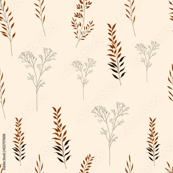 Fototapeta floral seamless pattern with hand drawn leaves. vector illustration for textile, fabric, wallpaper. Pattern with branches 