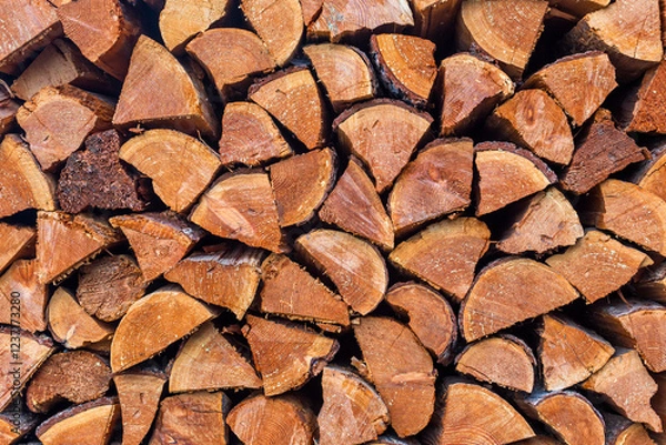 Obraz Split firewood packed closely together