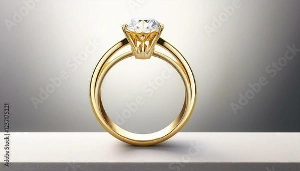 Obraz blank gold ring with diamond mockup front view
