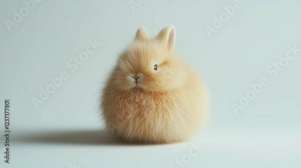 Obraz Adorable Fluffy Bunny With Soft Fur Sitting on Clean White Surface