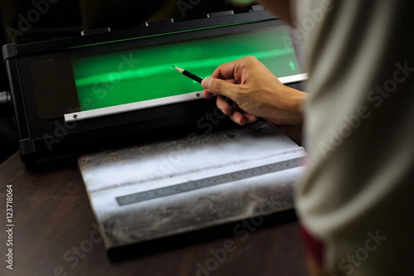 Obraz X-ray weldment for finding internal defect of welding process 