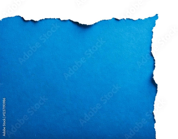Fototapeta Torn, ripped blue paper edge, realistic texture, detailed wrinkles, frayed borders, transparent background, isolated object, natural, authentic appearance, paper material, sharp cuts, jagged edges, PN