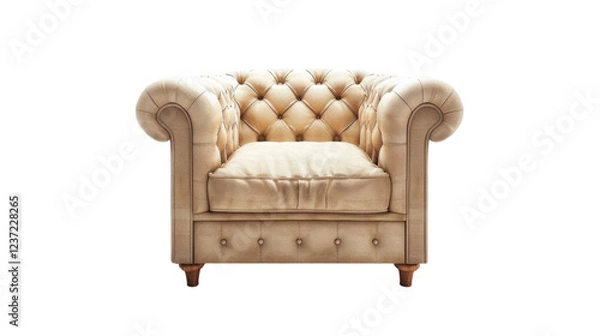 Fototapeta Comfortable classic chesterfield sofa isolated on transparent background