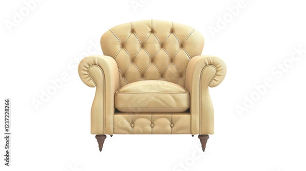 Obraz Comfortable light brown leather armchair isolated on transparent background