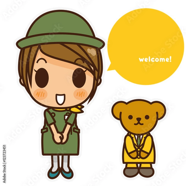 Fototapeta オンナノコ 案内係(緑) ご挨拶