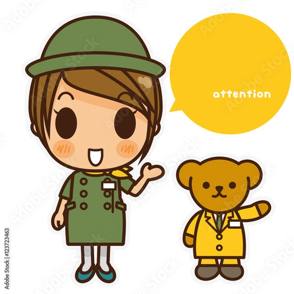 Fototapeta オンナノコ 案内係(緑) 左手