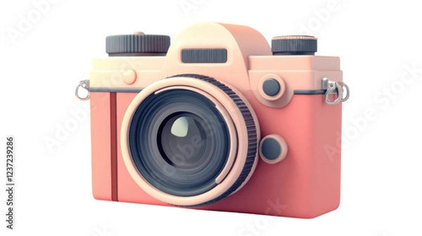 Fototapeta Pink vintage camera capturing memories on transparent background