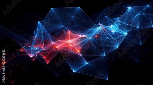 Fototapeta Abstract Red And Blue Digital Network Background