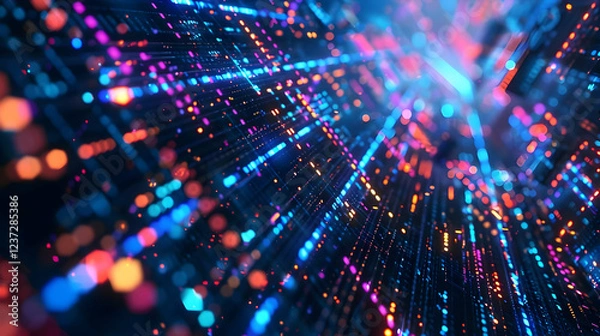 Fototapeta Abstract digital visualization with vibrant colors and light effects.