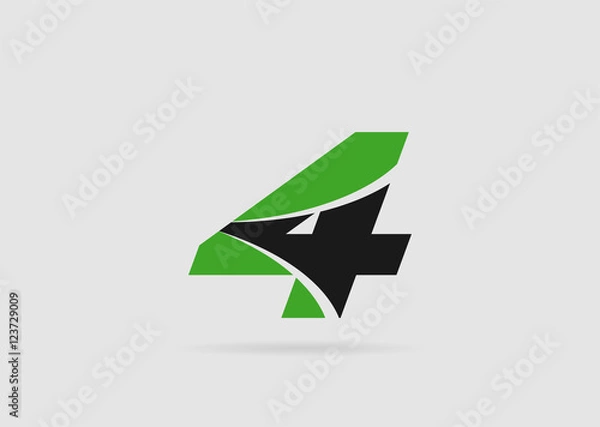 Fototapeta Abstract icons for number 4 logo
