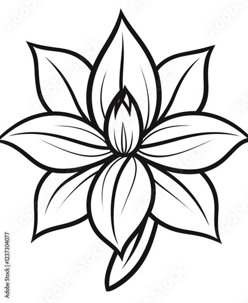 Obraz Line Drawing of a Six-Petaled Flower