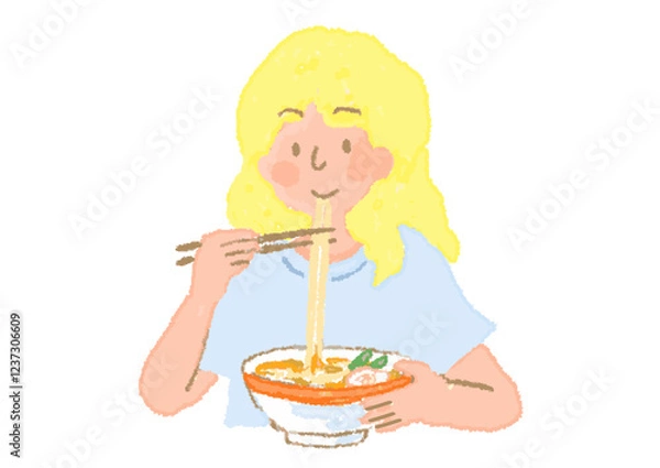 Obraz ラーメンを食べている女性