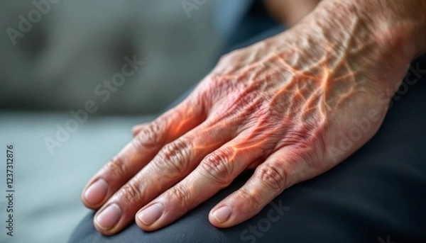 Fototapeta Symptoms of Peripheral Neuropathy in Elderly Hand with Visible Weakness