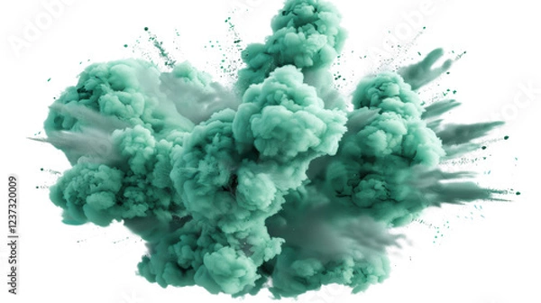 Fototapeta Green smoke exploding creating a colorful cloud on transparent background