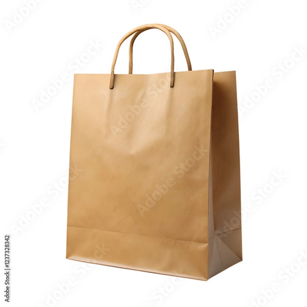 Fototapeta Brown paper shopping bag isolated on transparent background