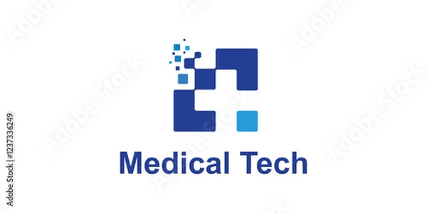 Fototapeta logo design combination plus and technology, digital, symbol for medical tech, clinic, health icon, idea, creative.