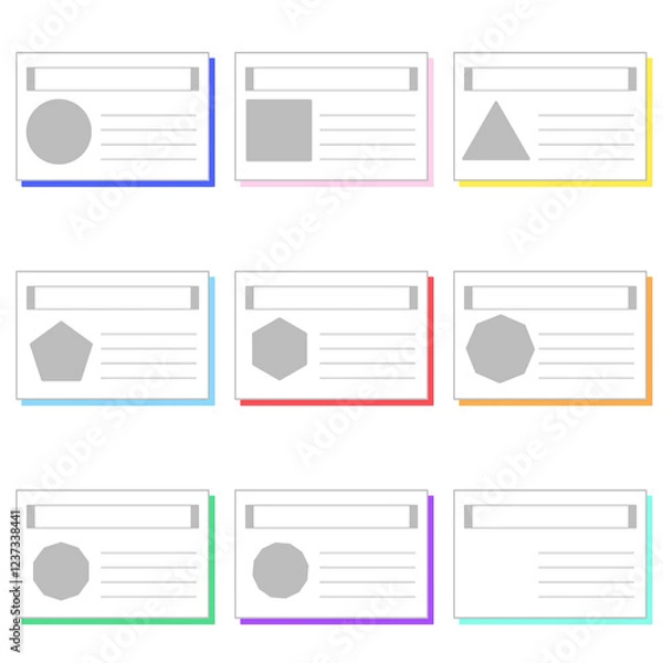 Fototapeta シンプルプロフィールカードテンプレート９個セット