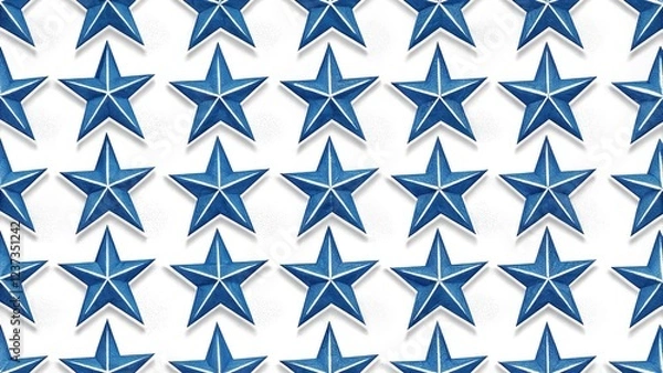 Fototapeta Labor Day Blue and White Starry Seamless Pattern
