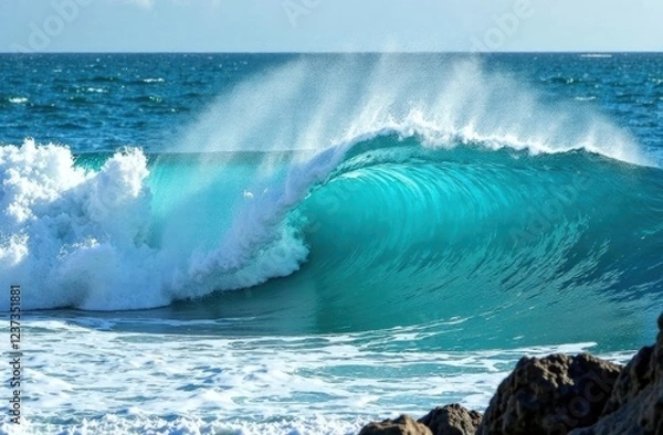 Obraz The waves hit the rocks, with several different views, symbolizing the never-ending spirit