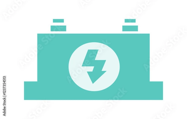 Obraz Icon of a large car-like industrial battery with terminals and lightning bolt for energy concept