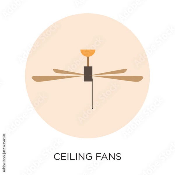 Obraz Vector flat style illustration or icon of a ceiling fan inside a solid colored circle