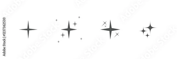 Fototapeta sparkle star icon, star sparkle vectors, Shining sparkle icon, Blink twinkle, sunburst star shapes collection. Abstract magic light flare, vector stars icon templates pack isolated on white background