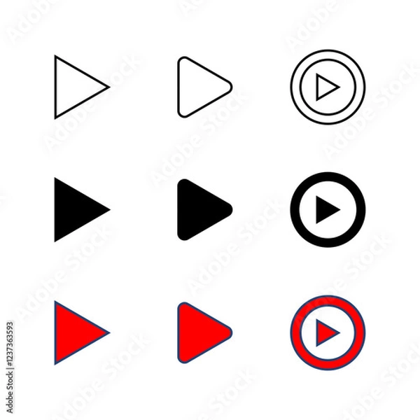 Fototapeta Play Icon set. Play button vector icon