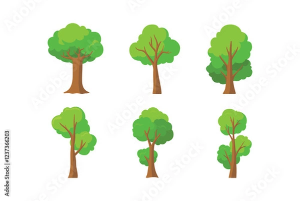 Obraz Tree Vector Design, Flat Vector Illustration, green, stem, branches, tree vector