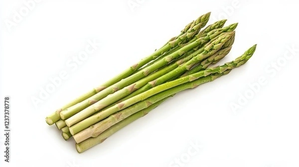 Fototapeta Fresh green asparagus stalks on white background for culinary and health concepts