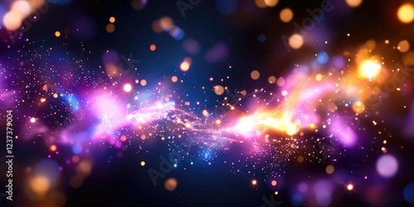 Fototapeta Abstract Cosmic Network of Colorful Light and Energy, Representing Connections in Space and Time, Futuristic Visuals with Stars and Nebula Representations