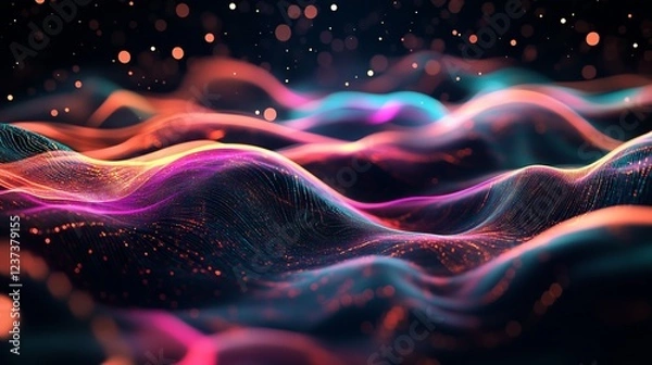 Obraz Abstract Background with Light Strips, Technology, and Black Ground - AI generated illustration