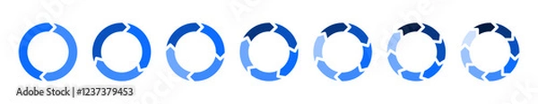 Fototapeta Circle arrows icon vector diagram infographic set. Sync repeat and reload arrow icon, rotate arrow symbol in blue color, Vector illustration
