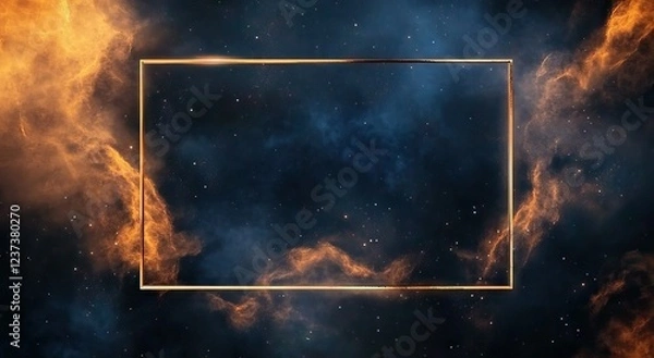 Fototapeta Nebula Dust with Golden Frame - AI generated illustration